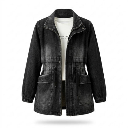 Mens Outlet House - Lizan | Drawstring-Waist Washed-Denim Jacket Women