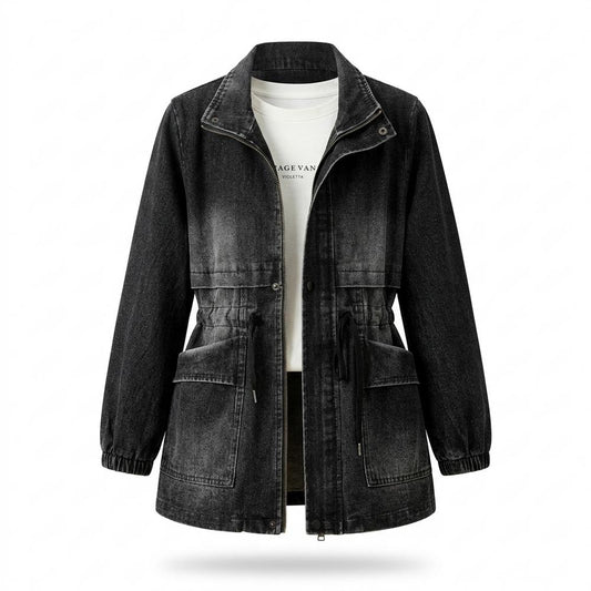 Mens Outlet House - Lizan | Drawstring-Waist Washed-Denim Jacket Women