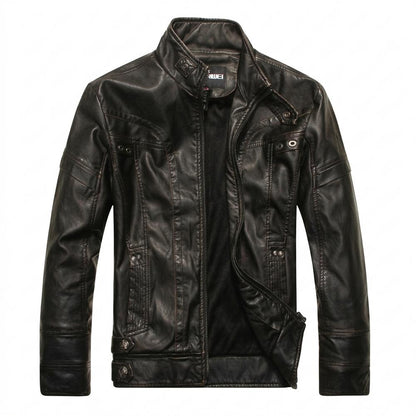 Mens Outlet House - Lolan | Fitted Zip-Up Leather Jacket Men