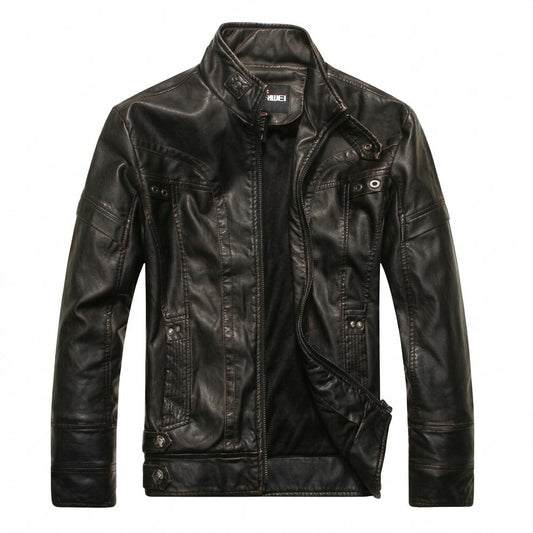 Mens Outlet House - Lolan | Fitted Zip-Up Leather Jacket Men
