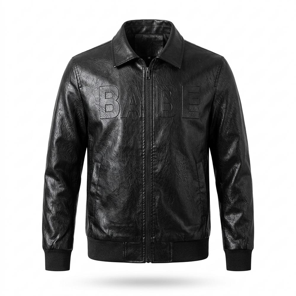 Mens Outlet House - Damar | Embossed Zip-Up Leather Jacket Men