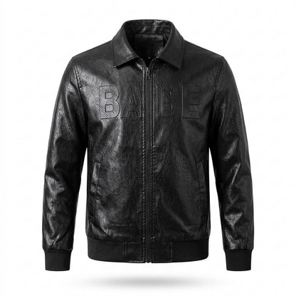 Mens Outlet House - Damar | Embossed Zip-Up Leather Jacket Men