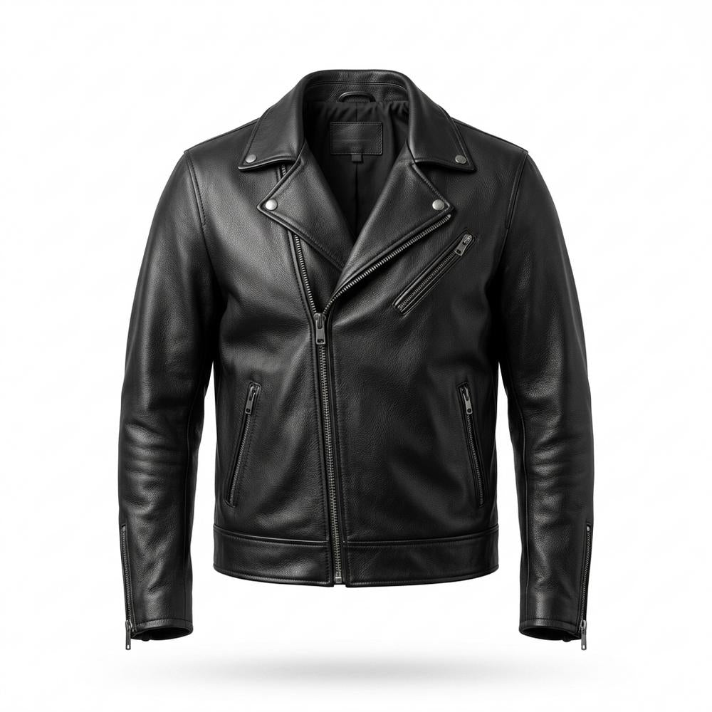 Mens Outlet House - Corel | Asymmetrical Grained Leather Jacket Men