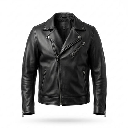 Mens Outlet House - Corel | Asymmetrical Grained Leather Jacket Men
