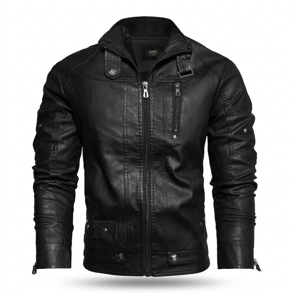 Mens Outlet House - Nolar | Zippered Fitted Leather Jacket Men