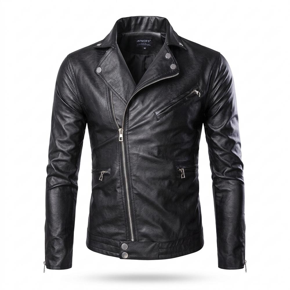 Mens Outlet House - Vevin | Asymmetrical Tailored Leather Jacket Men