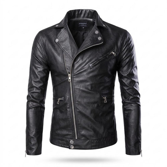 Mens Outlet House - Vevin | Asymmetrical Tailored Leather Jacket Men