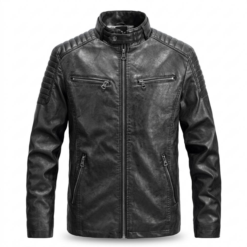 Mens Outlet House - Lolin | Quilted Zippered Leather Jacket Men