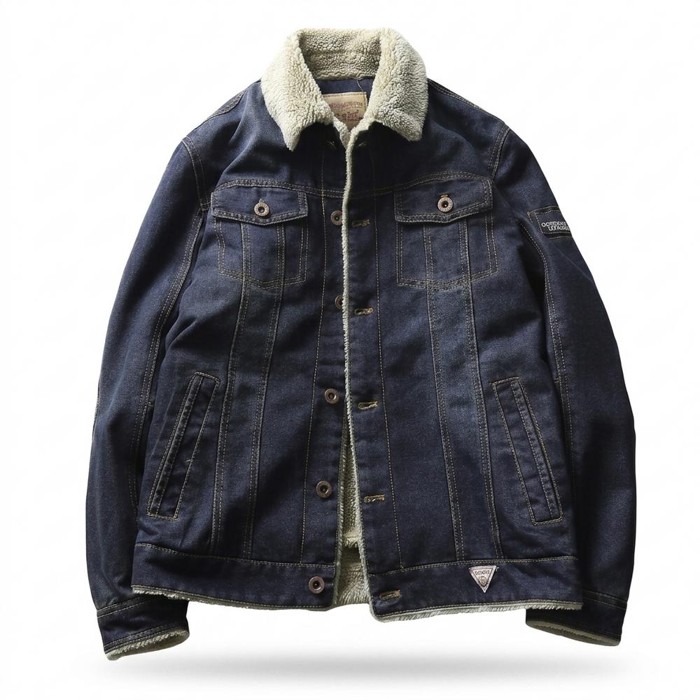 Mens Outlet House - Arsin | Fleece-Lined Button-Front Denim Jacket Men