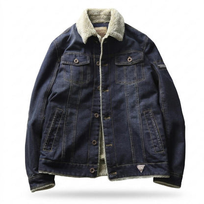 Mens Outlet House - Arsin | Fleece-Lined Button-Front Denim Jacket Men