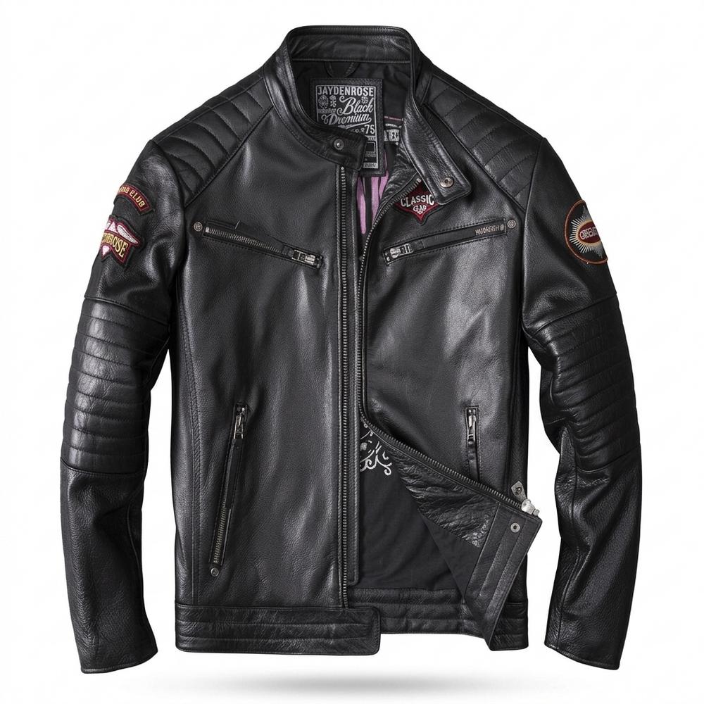 Mens Outlet House - Lesan | Quilted Grained Leather Jacket Men