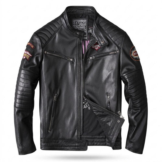 Mens Outlet House - Lesan | Quilted Grained Leather Jacket Men