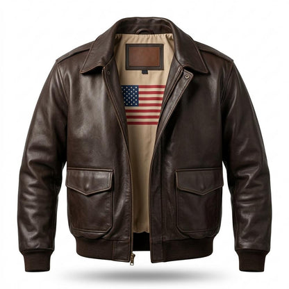 Mens Outlet House - Ellar | Zip-Up Collared Leather Jacket Men