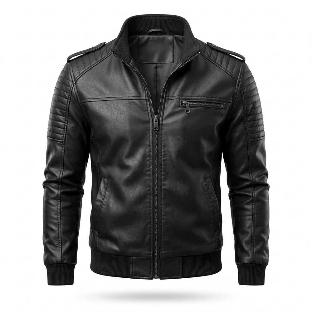 Mens Outlet House - Tanor | Quilted Zip-Up Leather Jacket Men