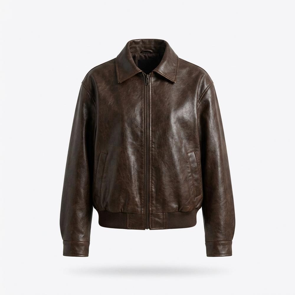 Mens Outlet House - Runon | Zip-Up Collared Leather Jacket Women