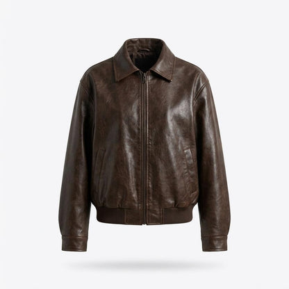 Mens Outlet House - Runon | Zip-Up Collared Leather Jacket Women