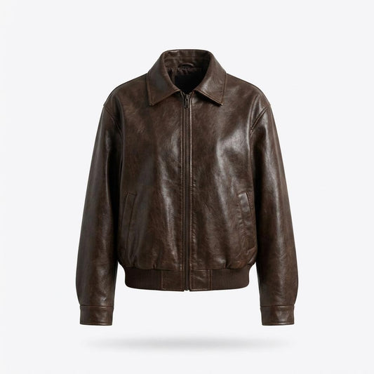 Mens Outlet House - Runon | Zip-Up Collared Leather Jacket Women