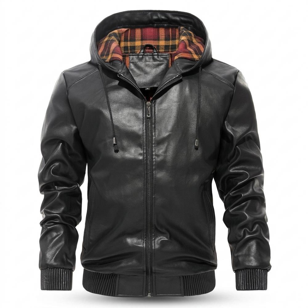 Mens Outlet House - Laran | Hooded Lined Leather Jacket Men