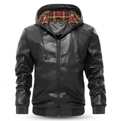 Mens Outlet House - Laran | Hooded Lined Leather Jacket Men