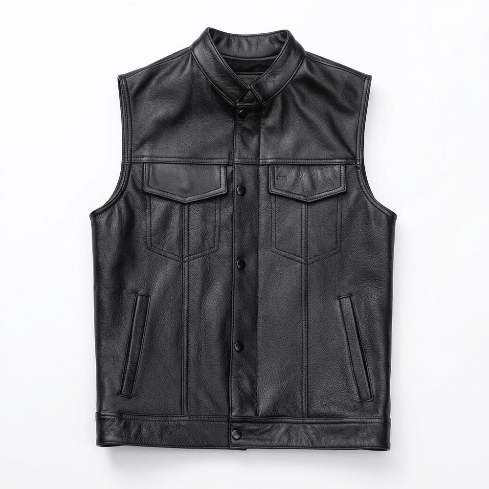 Mens Outlet House - Keser | Leather Button-Front Vest Men