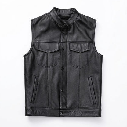 Mens Outlet House - Keser | Leather Button-Front Vest Men