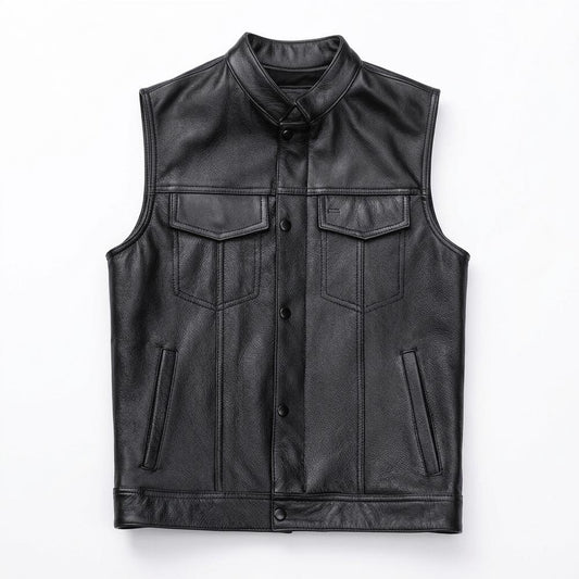 Mens Outlet House - Keser | Leather Button-Front Vest Men