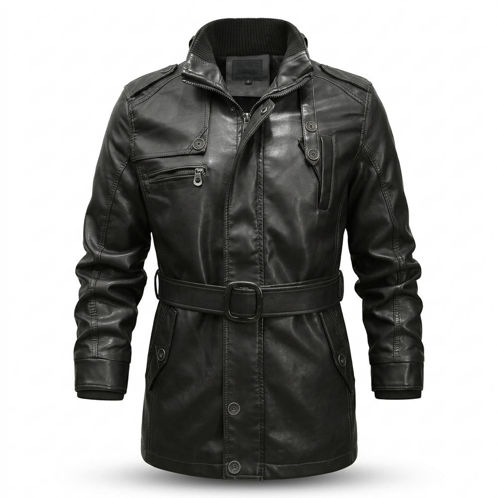 Mens Outlet House - Cotor | Belted Lined Leather Jacket Men