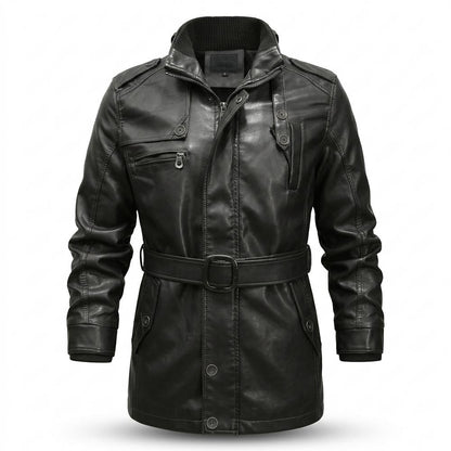 Mens Outlet House - Cotor | Belted Lined Leather Jacket Men