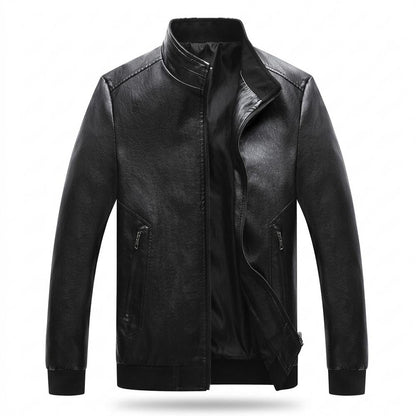 Mens Outlet House - Lyvar | Zip-Up Stand-Collar Leather Jacket Men