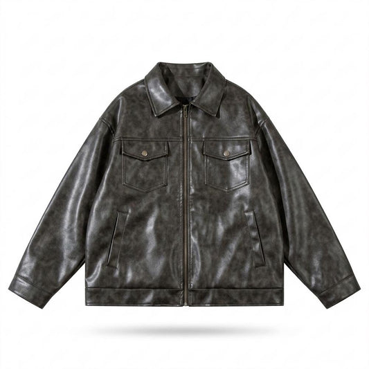 Mens Outlet House - Rovin | Zip-Up Faux-Leather Leather Jacket Unisex