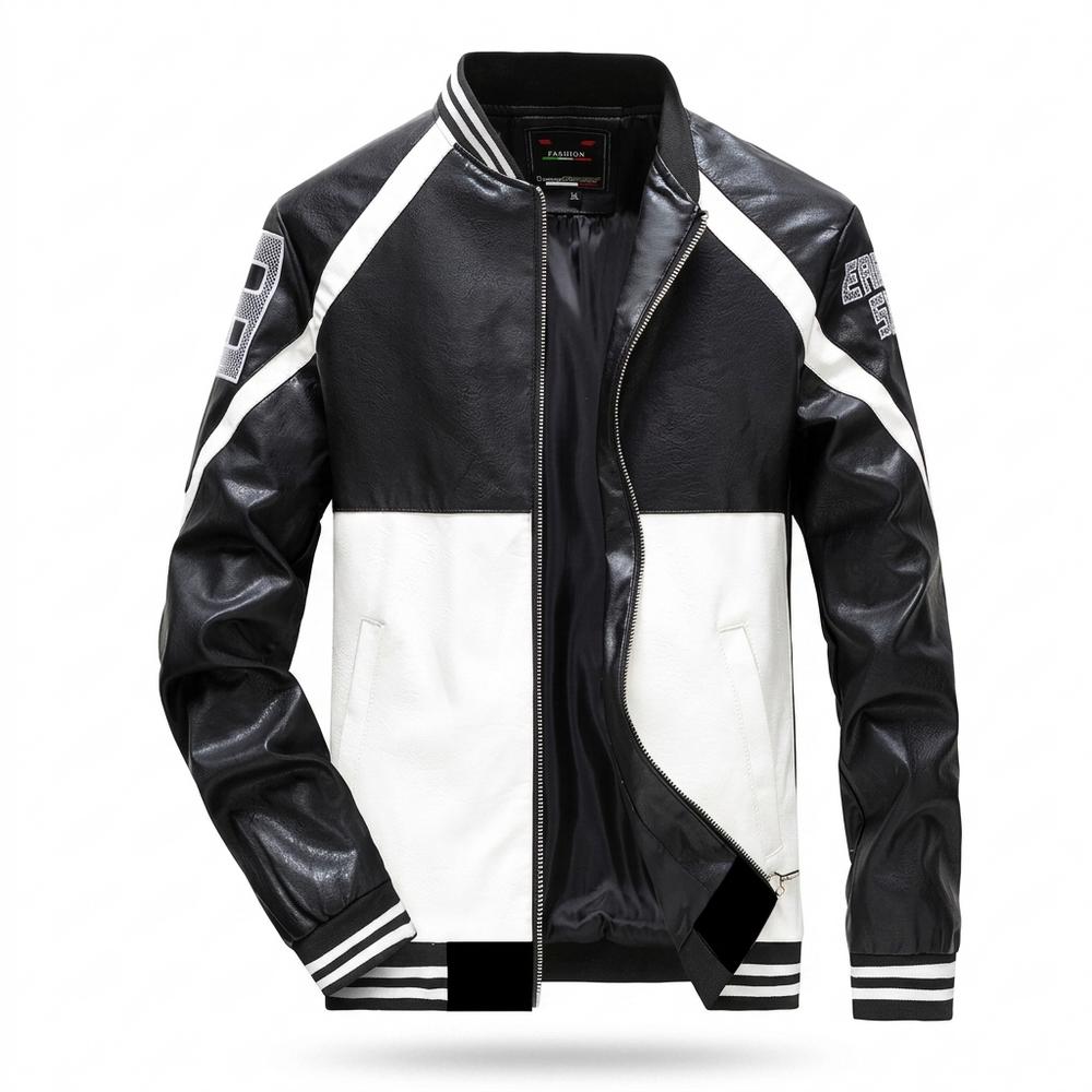 Mens Outlet House - Tivar | Color-Block Striped Leather Jacket Men