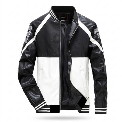 Mens Outlet House - Tivar | Color-Block Striped Leather Jacket Men