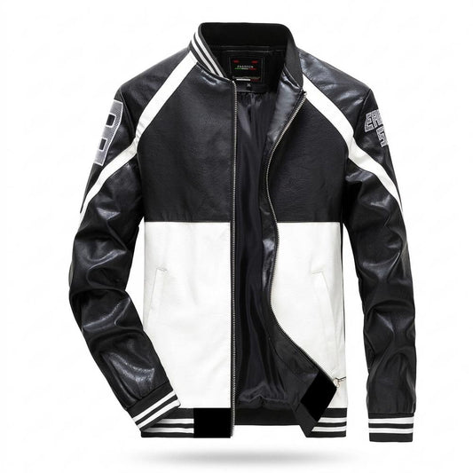 Mens Outlet House - Tivar | Color-Block Striped Leather Jacket Men