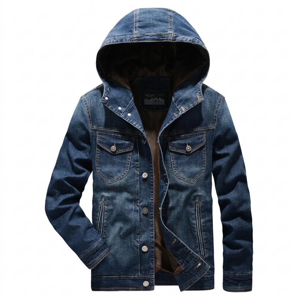 Mens Outlet House - Nital | Hooded Buttoned Denim Jacket Men