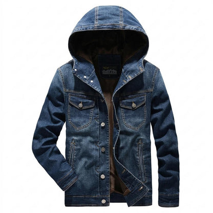 Mens Outlet House - Nital | Hooded Buttoned Denim Jacket Men