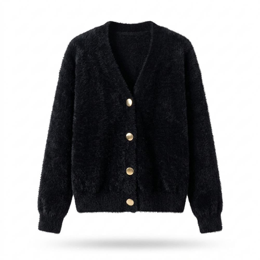 Mens Outlet House - Medur | Fluffy Button-Front Knit Cardigan Women
