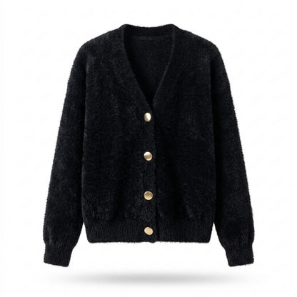 Mens Outlet House - Medur | Fluffy Button-Front Knit Cardigan Women