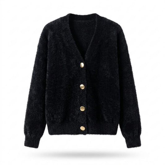 Mens Outlet House - Medur | Fluffy Button-Front Knit Cardigan Women