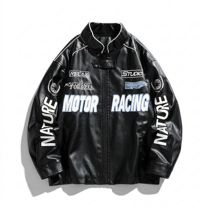 Mens Outlet House - Misel | Printed Piped Leather Jacket Unisex