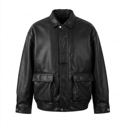 Mens Outlet House - Lalor | Faux-Leather Snap-Button Jacket Unisex