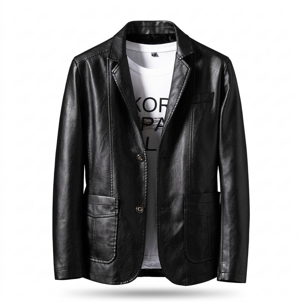 Mens Outlet House - Timon | Faux-Leather Single-Breasted Blazer Men