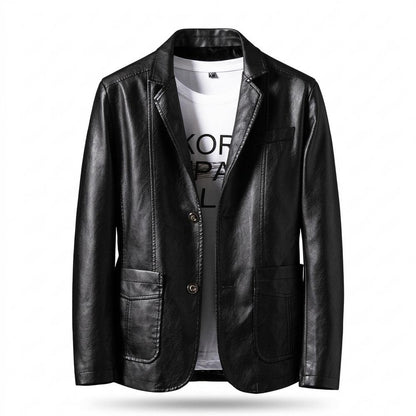 Mens Outlet House - Timon | Faux-Leather Single-Breasted Blazer Men