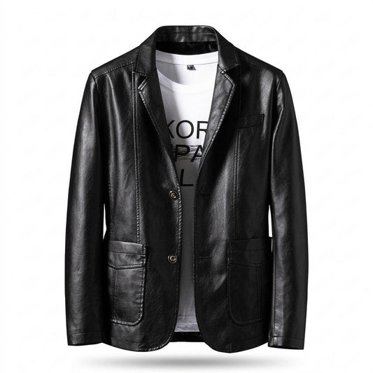 Mens Outlet House - Timon | Faux-Leather Single-Breasted Blazer Men