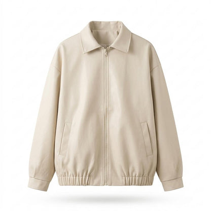 Mens Outlet House - Tiron | Zip-Up Relaxed-Fit Leather Jacket Men