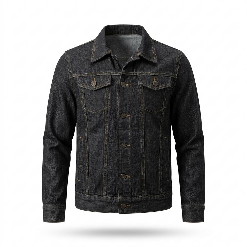Mens Outlet House - Masil | Dark-Wash Button-Front Denim Jacket Men