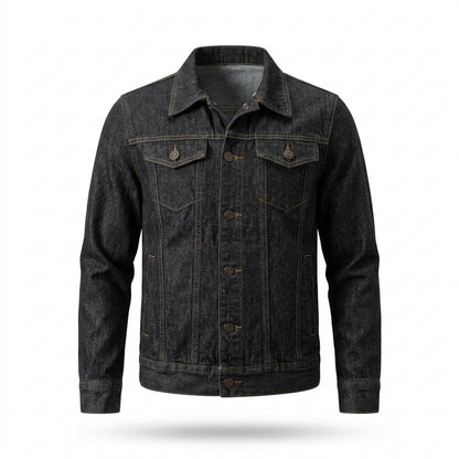 Mens Outlet House - Masil | Dark-Wash Button-Front Denim Jacket Men