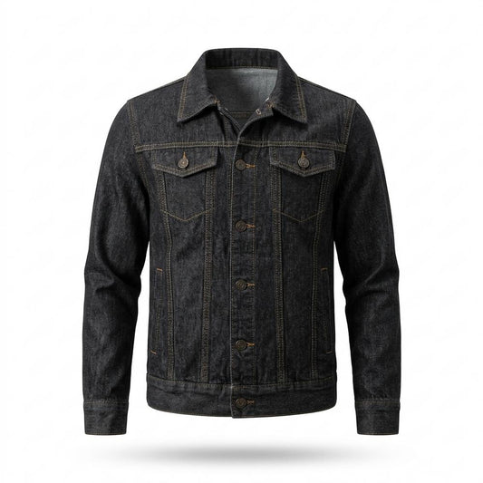 Mens Outlet House - Masil | Dark-Wash Button-Front Denim Jacket Men