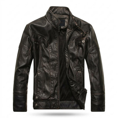 Mens Outlet House - Taral | Washed Slim-Fit Leather Jacket Men