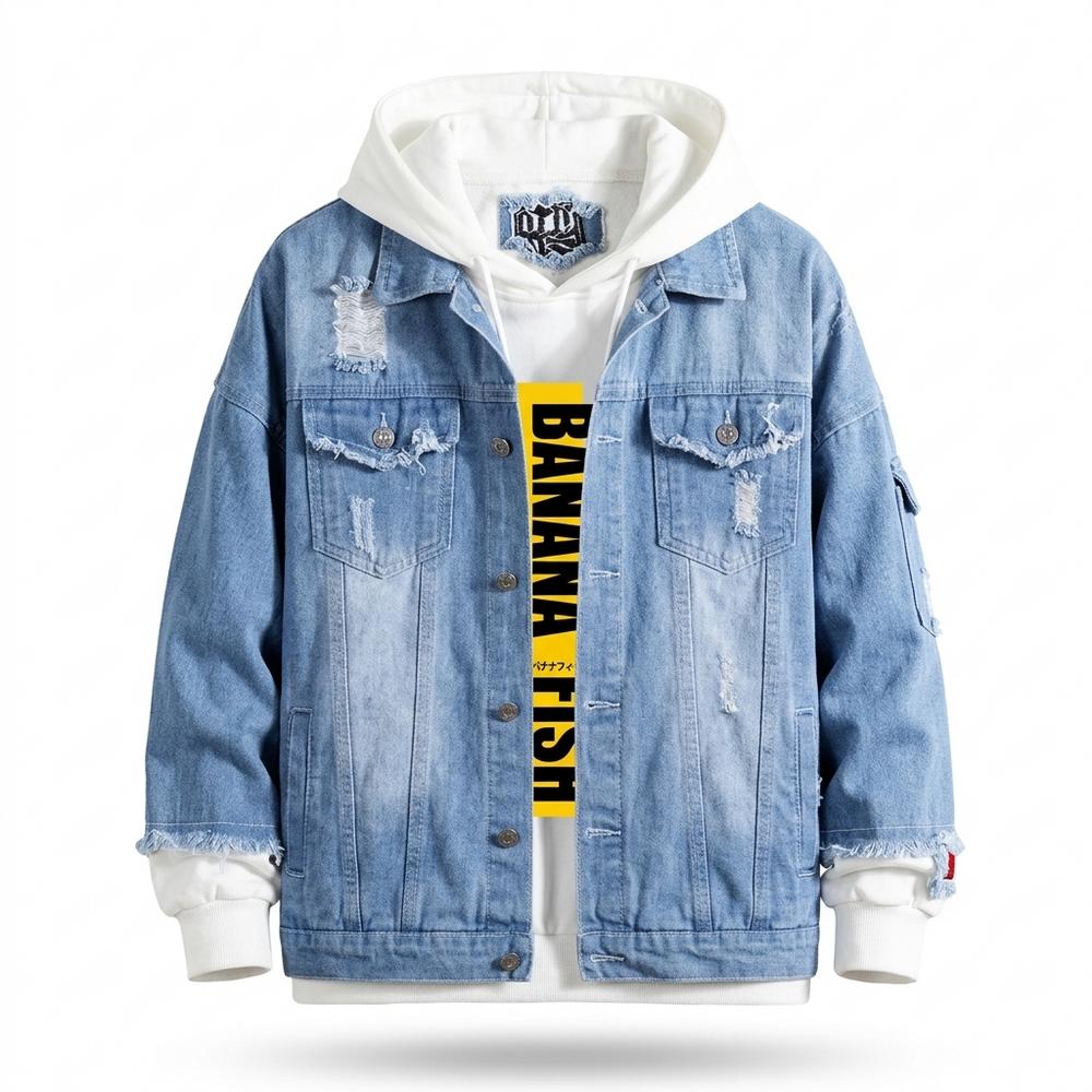 Mens Outlet House - Zavel | Distressed Hooded Denim Jacket Unisex