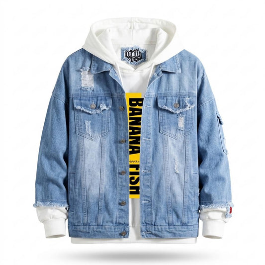 Mens Outlet House - Zavel | Distressed Hooded Denim Jacket Unisex